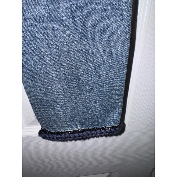 Self-Portrait Denim Jacket Cropped Embellished Buttons Pockets Blue 10 - Picture 10 of 12